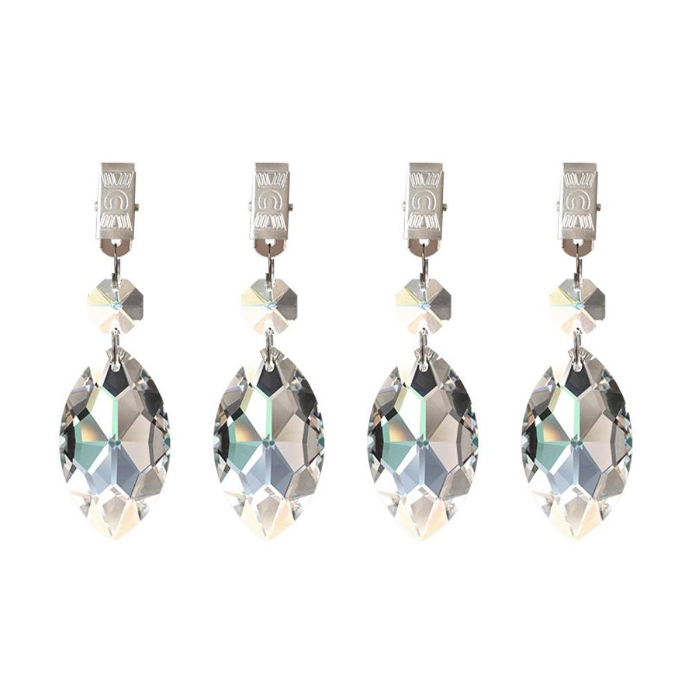 4PCS With Metal Clip Crystal Tablecloth Weights Windproof Tablecloth Clip Table Cover Holder  Party