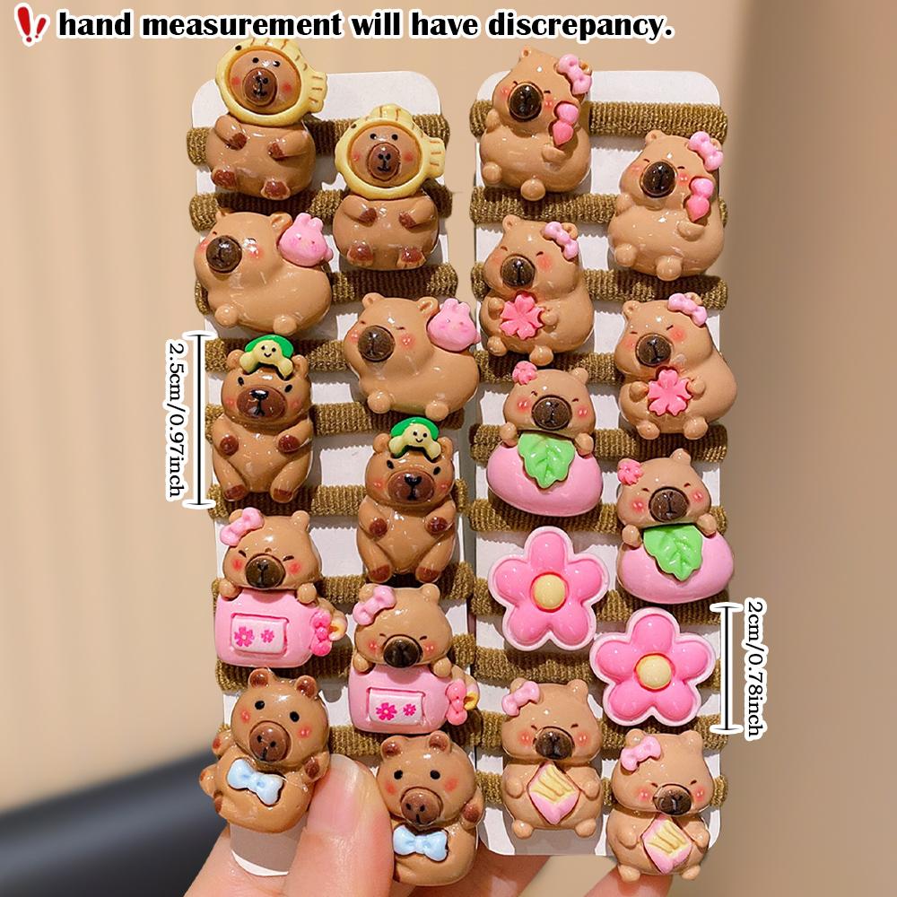 10 Multi-Colored Capybara Hair Ties, a Gift for Cute Girls, the Best Choice for Wearing When Going Out and at School