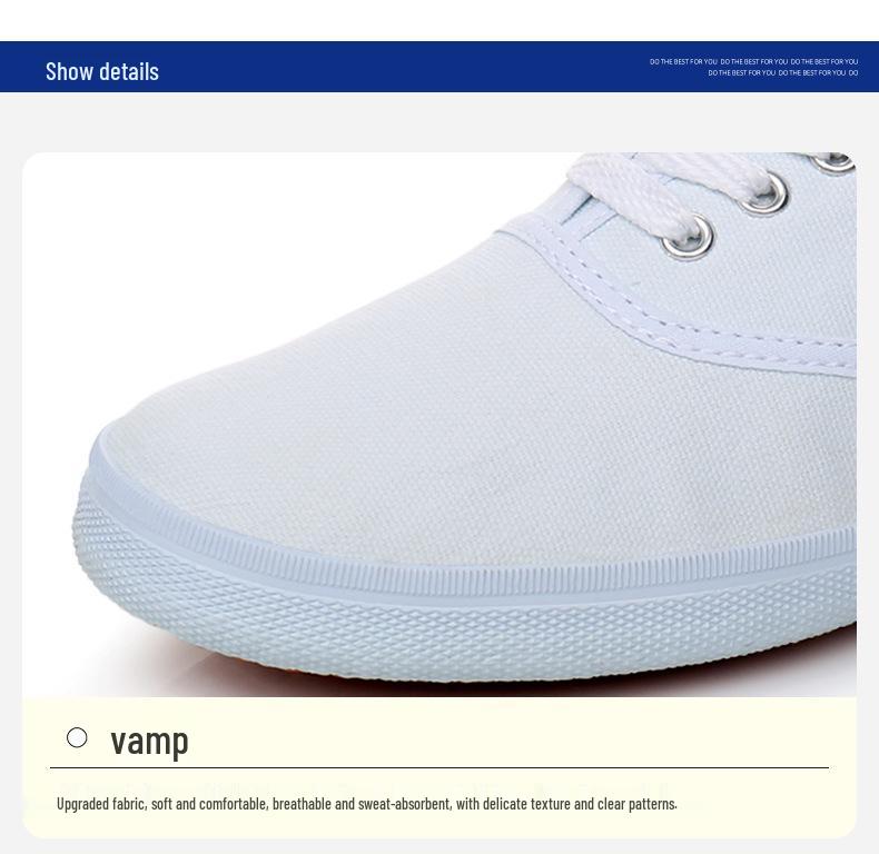 Lutai Unisex White Canvas Lace-Up Casual Gym & Work Shoes