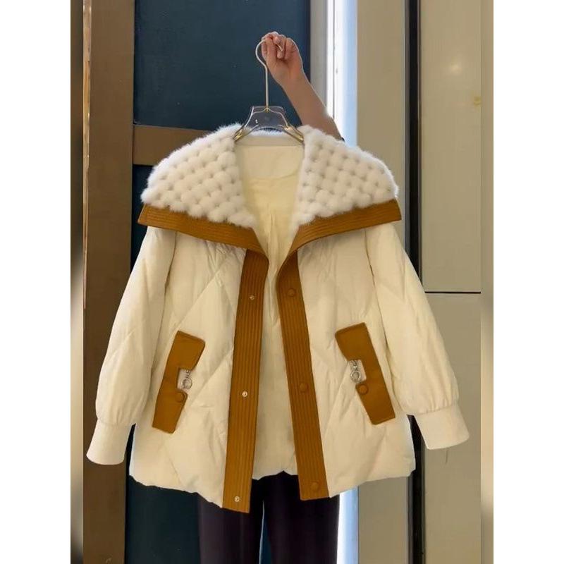 

Milkfufu Women s Argyle Fur Collar Down Jacket - Winter 2024 European Fashion S