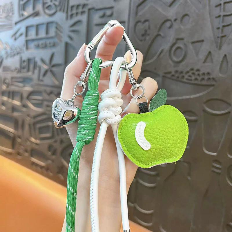 Yogodlns PU Leather Fruit Apple Backpack Pendant Fashion Accessories for Bag Hanging Decor