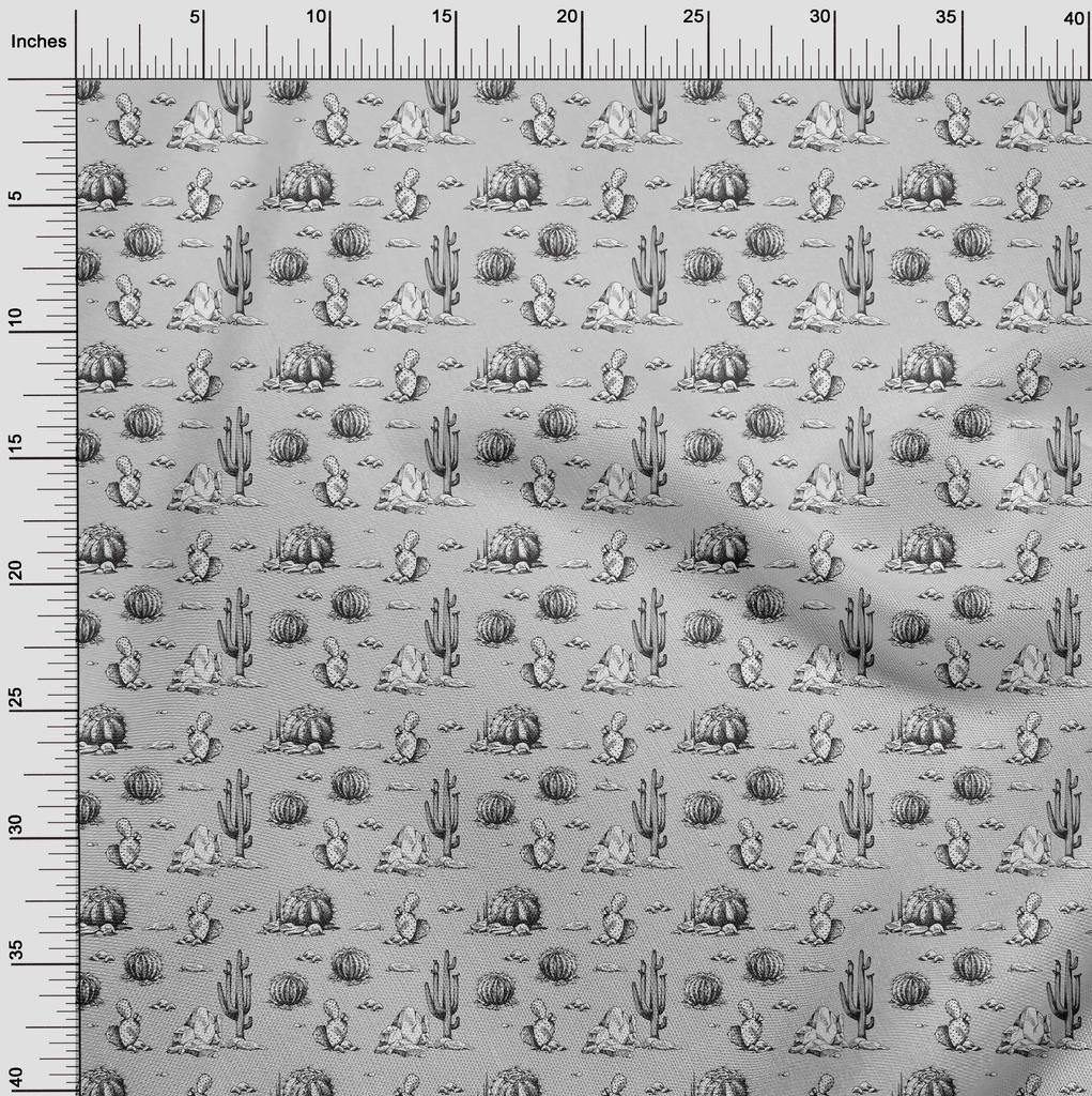 oneOone Georgette Viscose Gray Fabric Cactus Craft Projects Decor Fabric Printed By The Yard 42 Inch