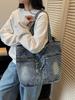 Retro Casual Multi-Pocket Washed Denim Tote Bag - 2025 Trendy Mommy Commute Shoulder Bag