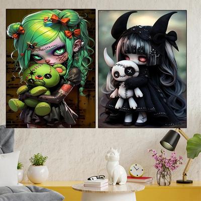 Cross Stitch Kit Cartoon Gothic Girl Portrait Diamond Painting Mosaic Embroidery New 5D DIY Full Rhinestone Home Decor Gift