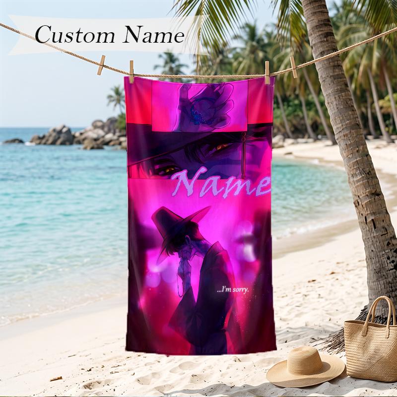 Jinu Benutzerdefinierter Name Aufgedrucktes Strandtuch Personalisiertes Weiches Handtuch zum Schwimmen Strand Reisen