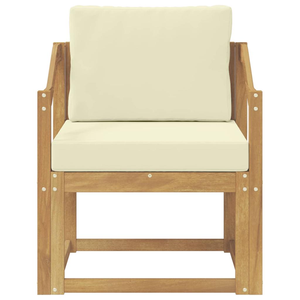 2 Piece Outdoor Sofa Set Polyester White and Cream