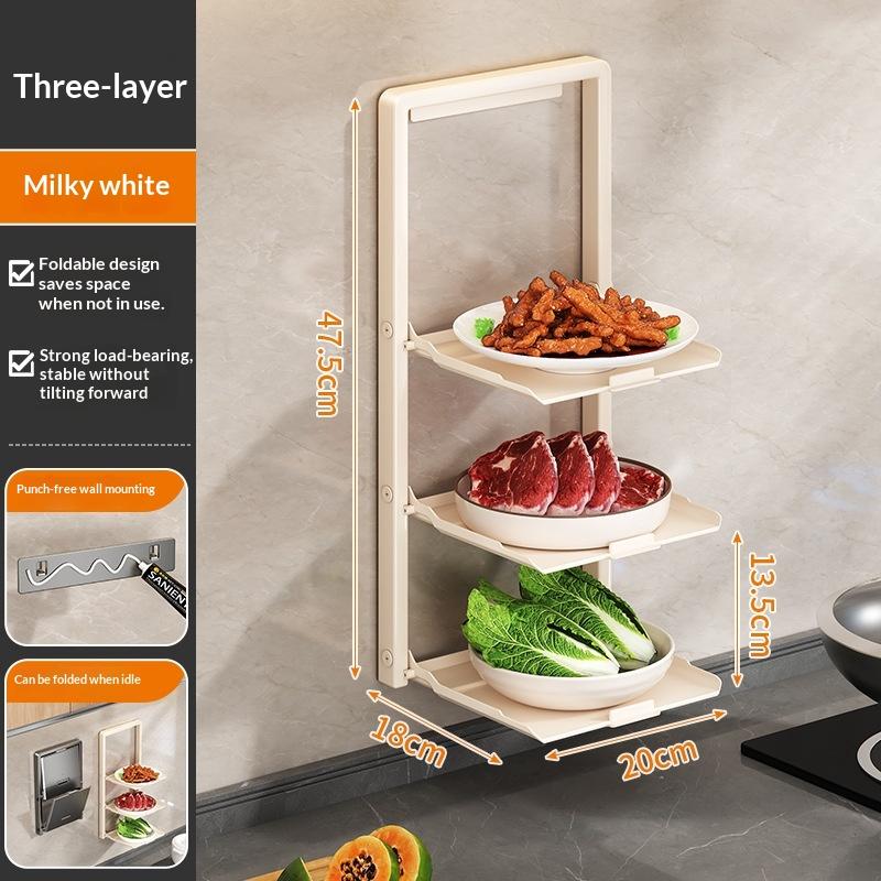 Kitchen Storage Rack - Multi-Functional 2/3 Tiered Wonder Rack With Serving Tray - No Drilling Required Foldable