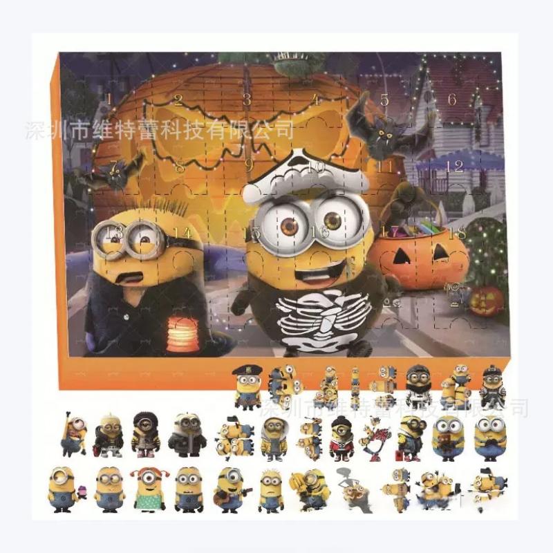 Inside Out Christmas Advent Calendar 24-Piece PVC Surprise Gift Blind Box Set Educational Toys for Children