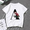 A B C D E English Alphabet Print T Shirt Women Short Sleeve Couples Lovers Female