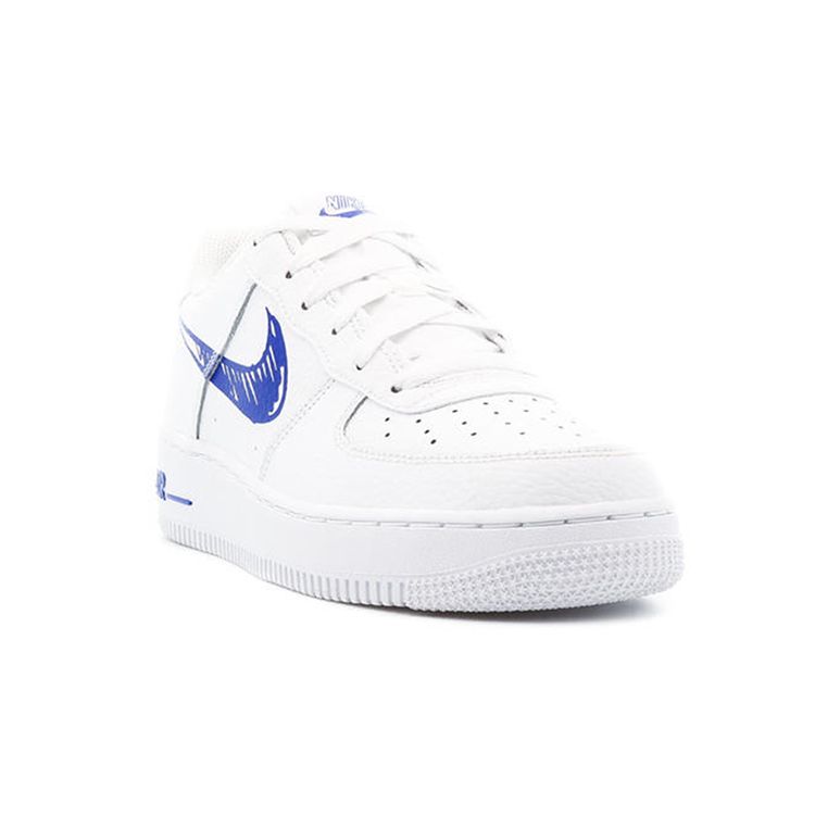 Nike Air Force 1 Low GS Doodle Swoosh - White Racer Blue Kids Sneakers DM3177-102