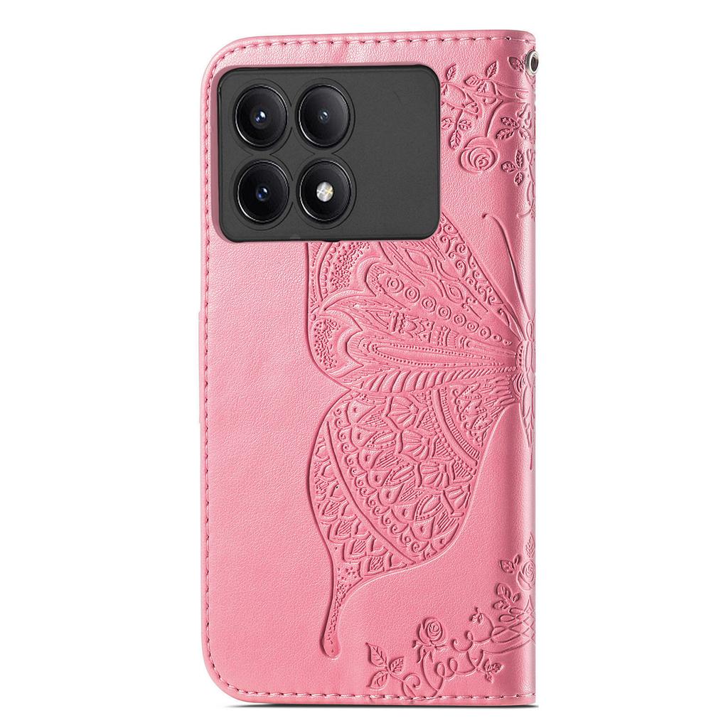 For Xiaomi Redmi K70E 5G/Poco X6 Pro 5G Phone Case Butterfly Pattern Folio Stand View Cover