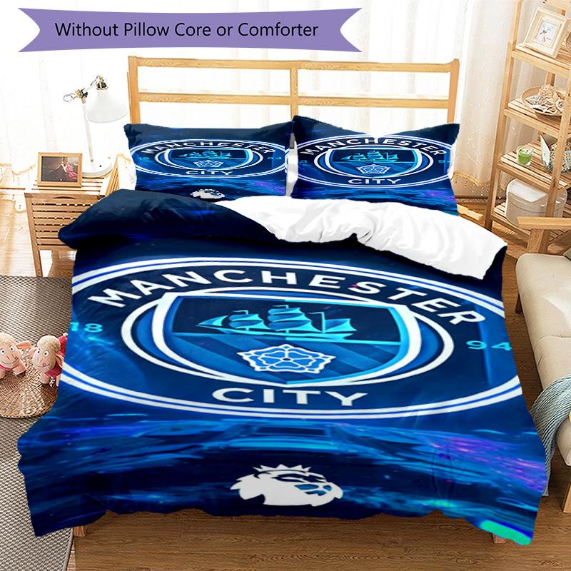 Set Copripiumino Stampato Manchester City F.C. – include 1 copripiumino e 2 federe coordinate Decorazione per camera da letto Regali di Natale
