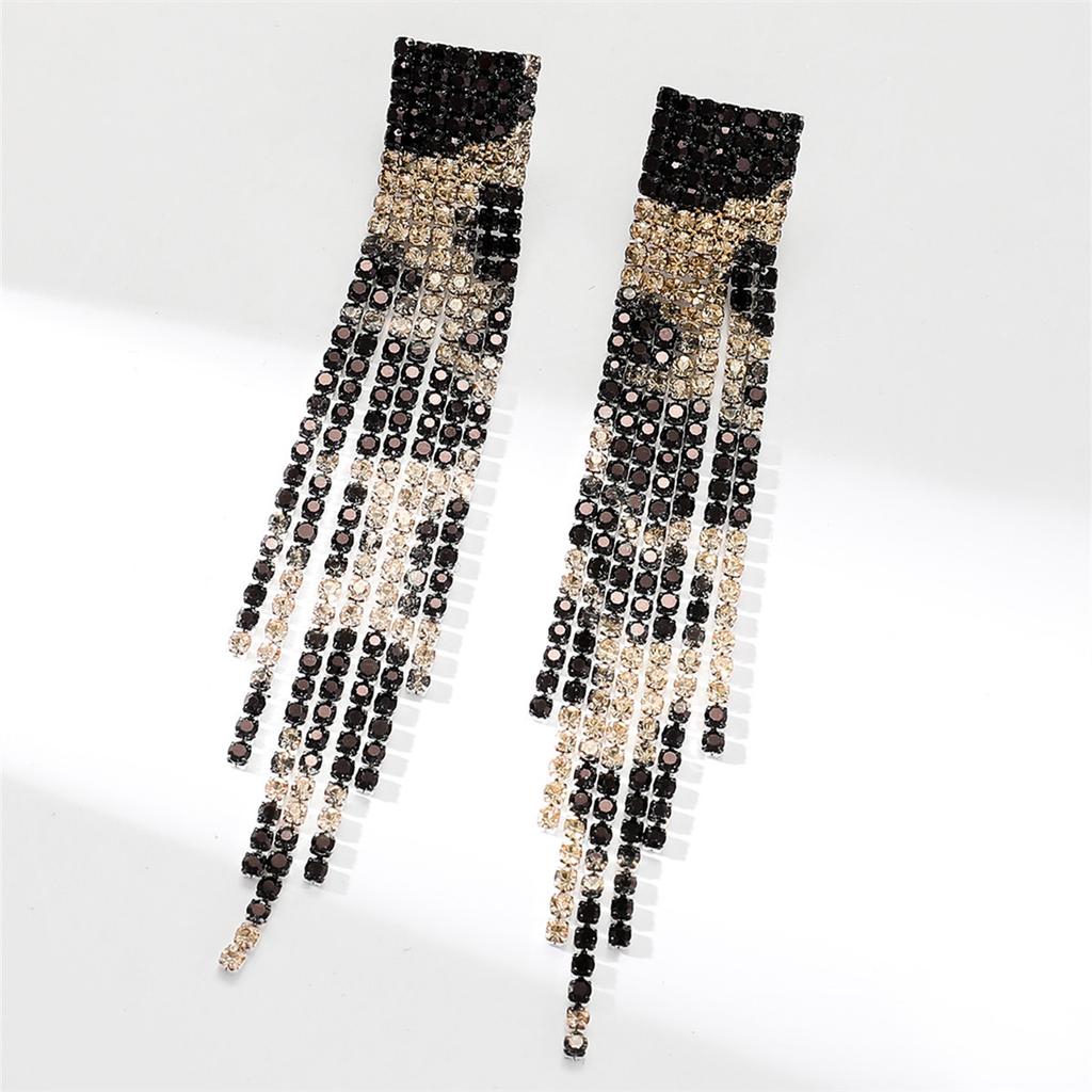 Europa und die Vereinigten Staaten Wind Retro langen Abschnitt Quaste Ohrringe weibliche Senior Sinn für Temperament Strass Ohrringe Leopard Ohrringe