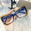 Women's Large-frame Retro Anti-blue Light Fashionable Presbyopia Glasses Ultra-light Polygon Color Blocked Glasses +1.0 To +4.0