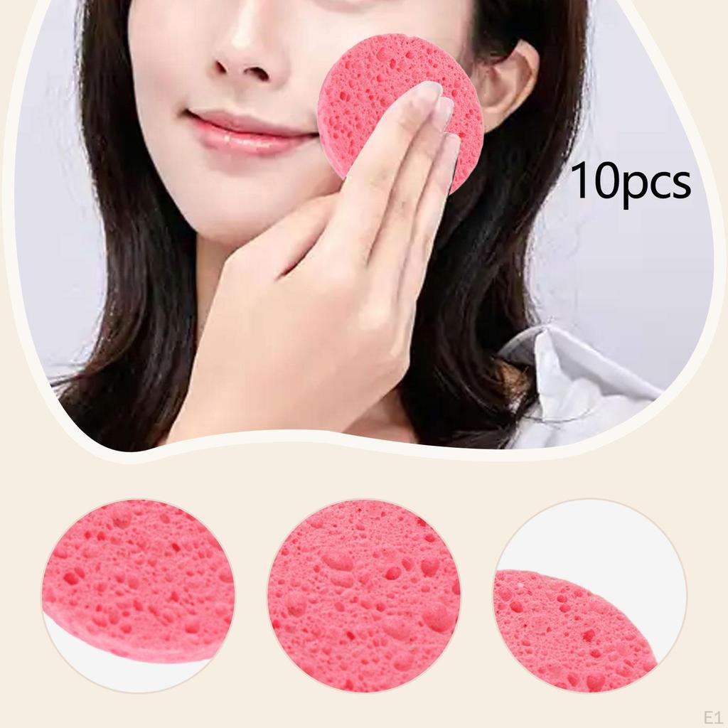 10 Pieces Face Cleansing Pads Facial Sponges Makeup Removal Wood Pulp Cotton Elastic