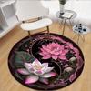 Yin Yang Lotus Round Rug, Non-Slip Washable Polyester Mat for Bedroom Living Room Office Nursery, Home Decor Carpet