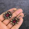 Garnet Handmade Copper Wire Wrap Jewelry Earring 2.60" d0F65