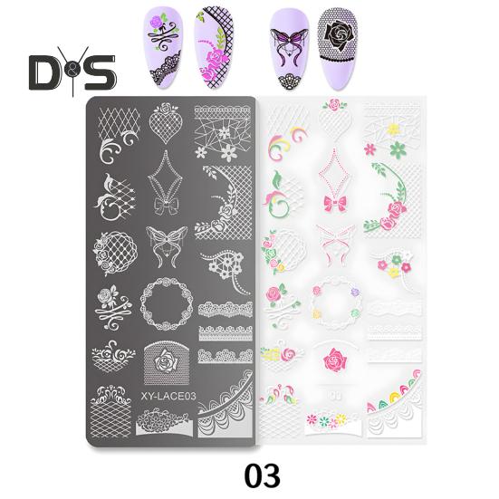 Stamping Plates Set Bows Flowers Lace Design Manicures Decoration Metal Plate Transfer Sweet Series Template