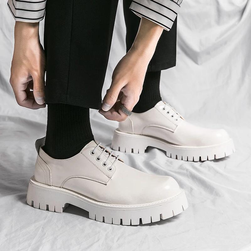 Platform High Heel Casual Men Brogue Patent Leather Shoe High Quality Man Oxford Dress Shoes All-match Elevator Formal Wedding