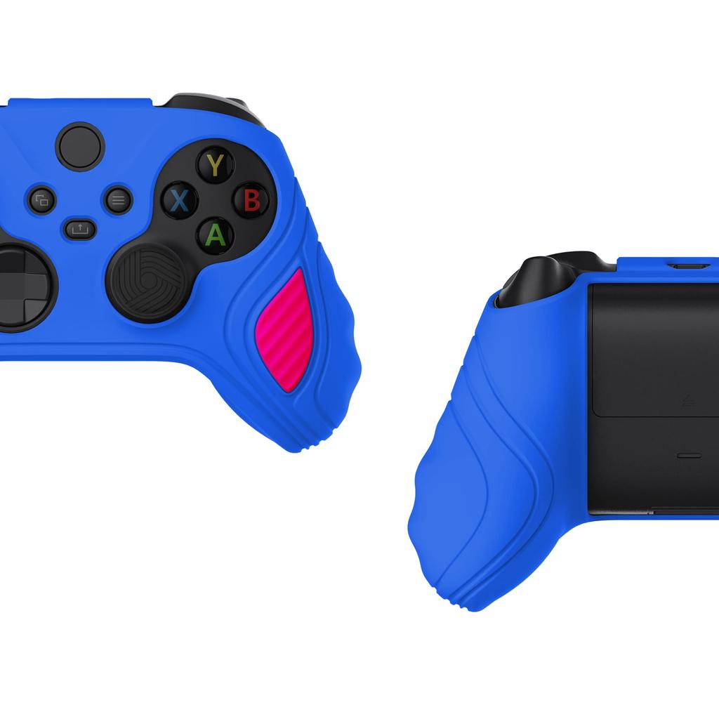 silicone case cover for PlayVital Xbox Series soft rubber case for Xbox Core with thumb grip cap Edition Primary Blue Bright Two-tone anti-slip X/S