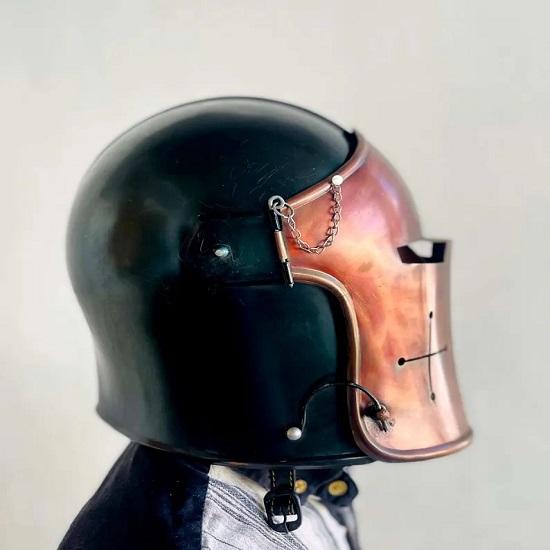 Zweifarbige Barbuta Ritter 18g Baustahl Mittelalterhelm Ideal für , Cosplay, Halloween-Kostüm Bestes Geschenk