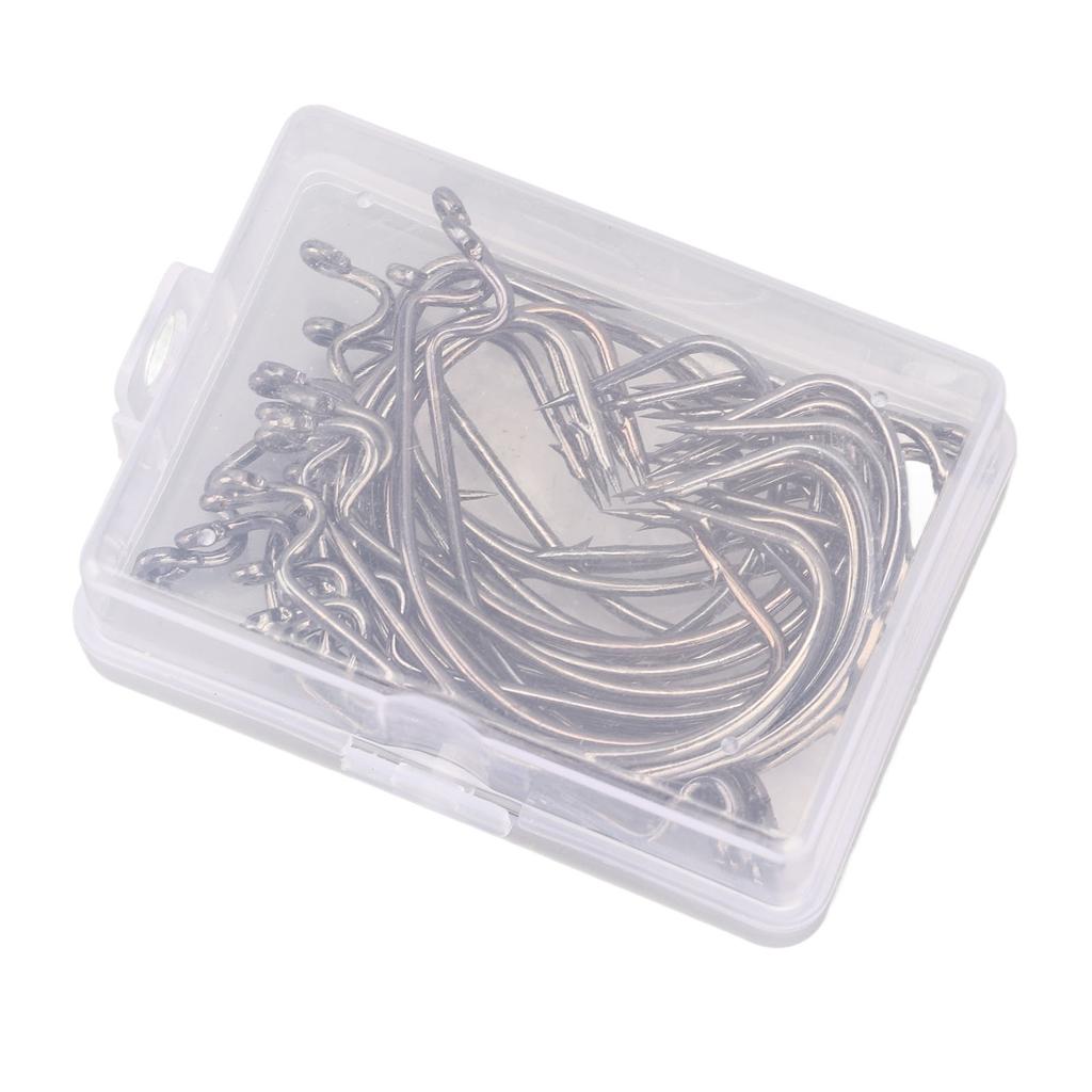30Pcs Stainless Steel Fishing Hook Long Shank Fishing J Hooks Kit for Freshwater Saltwater