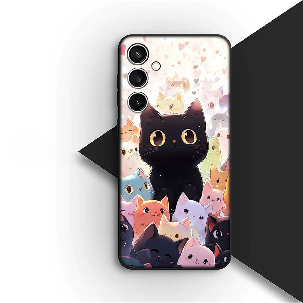 Cover for Xiaomi Redmi Note 12 11 10 A3 Pro 10A 10C 12C Note12 5G 4G Casing Phone Case Black Kitten Cat Eye Cute Anime