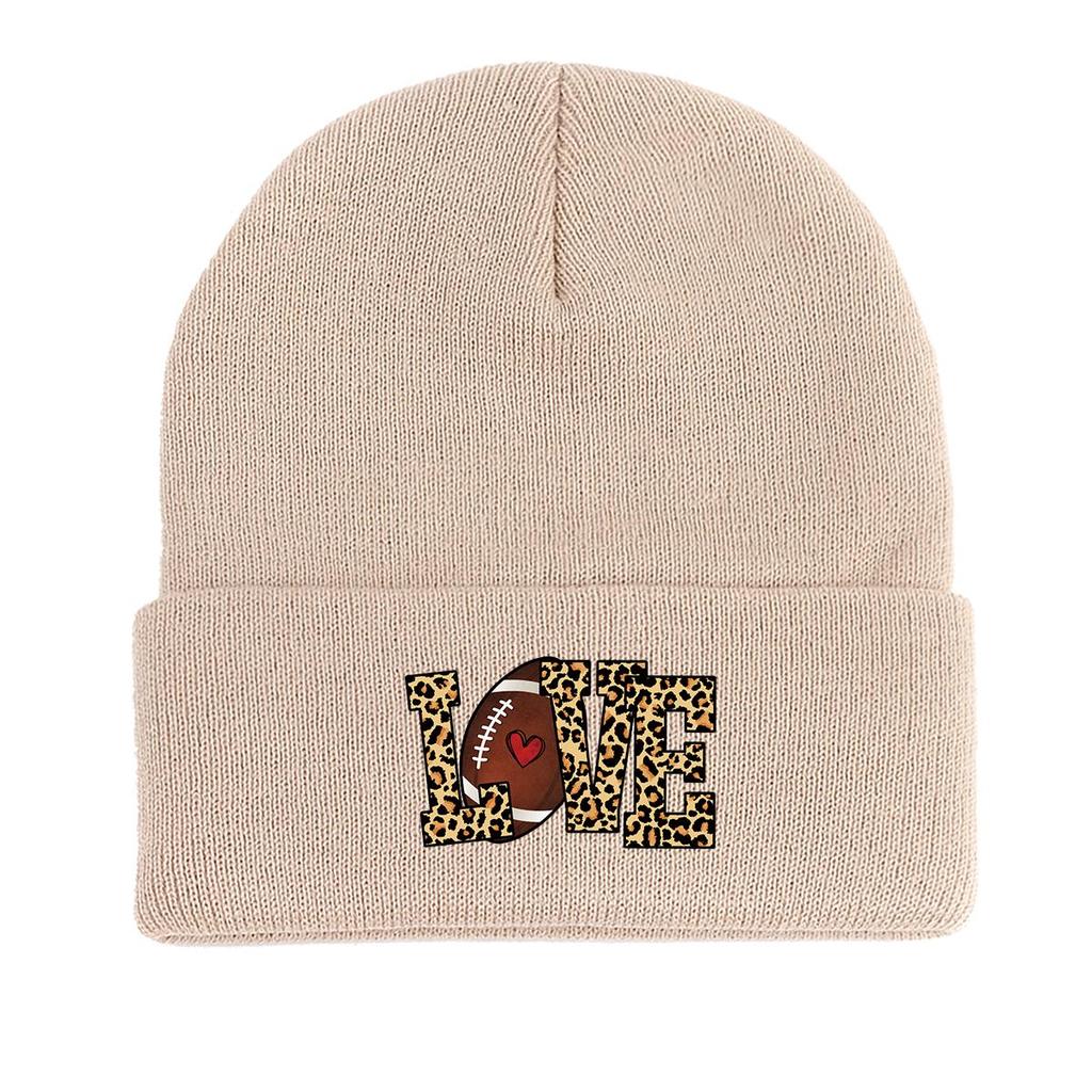 LOVE" Football Warm Knitted Hat Beanie, Skull Cap Warm Windproof Leisure Headwear Knitted Cap Beanie