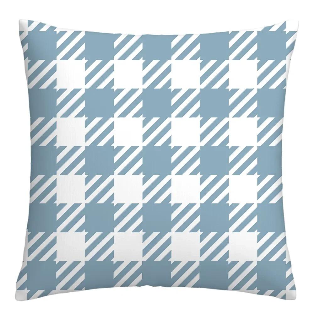 Blue and White Geometric Diamond Pillowcase Office Living Room Home Pillowcase Car Ornaments