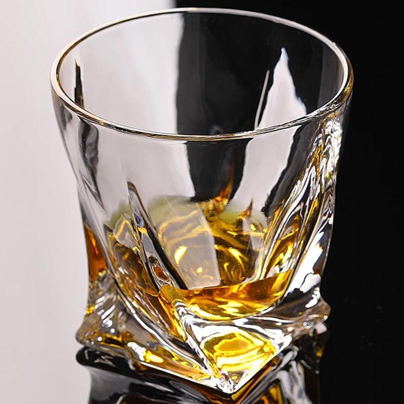 4pcs Set Water Cup Creative Geometry Glass Whiskey Foreign Wine Cup Twisted Grain Coffee Cocktail Tea Cups Transparent Drinkware