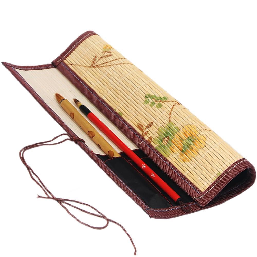 Calligraphy Brush Easy Storage and Handwoven Brush Easy to Holds 7 with for Everyday Business Protects Gift Roll, 1-Piece Set, Bamboo, Protection,