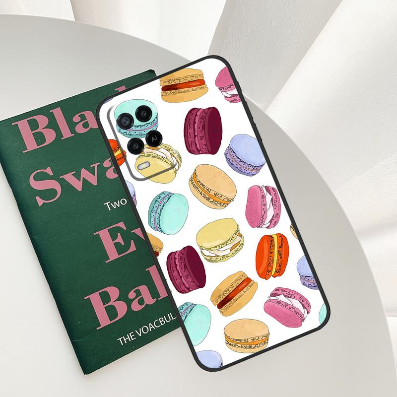 Macarons Cake Dessert Cute Case For Oppo A58 A78 A98 A15 A16 A17 A52 A72 A76 A96 A54 A74 A94 A57 A77 A54S A57S Cover
