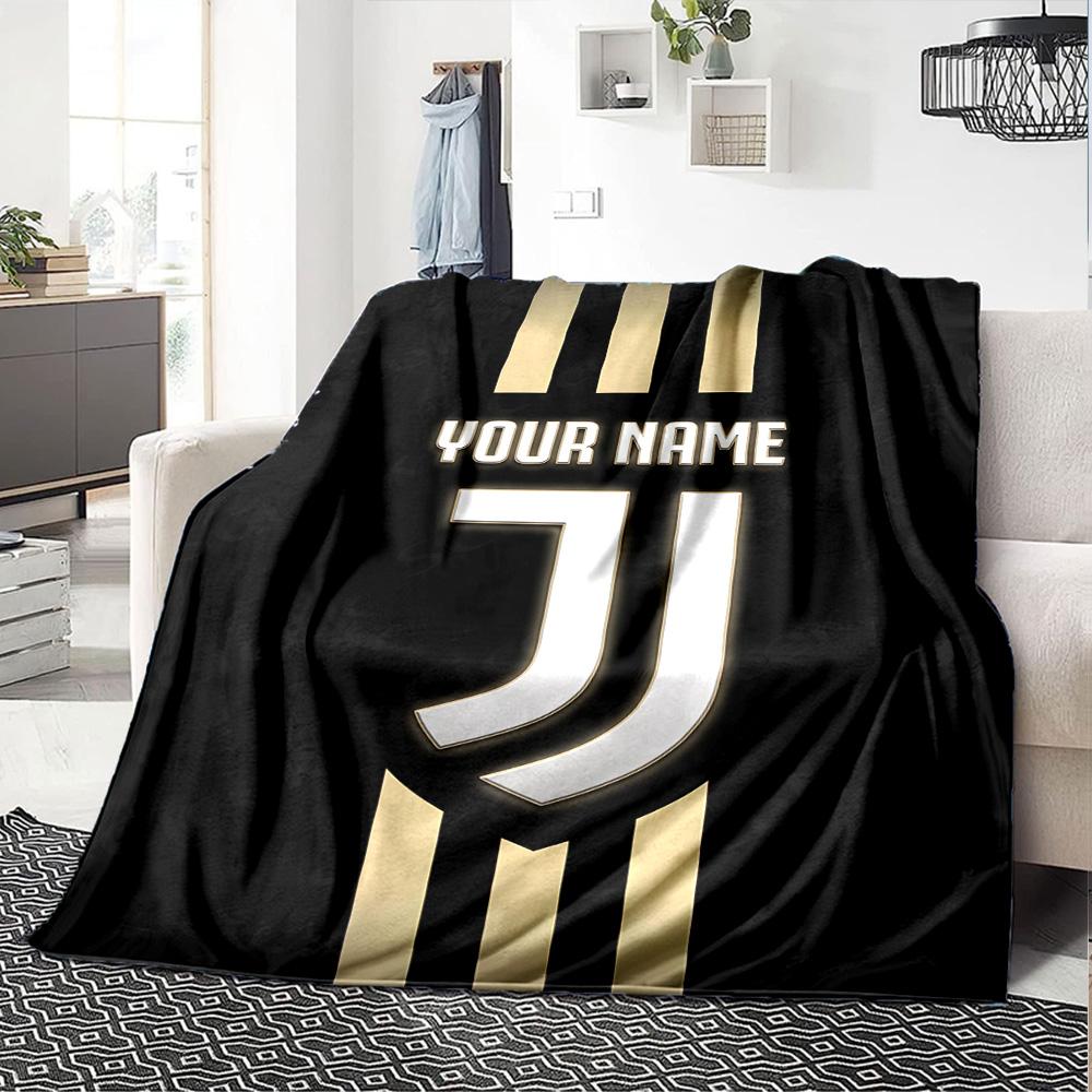 1pc Personalized Name Juventus Blanket, Gift, for Men and Women, Soft Blanket, Good for Sofa Bed Couch Travel, Lightweight Flannel Blanket