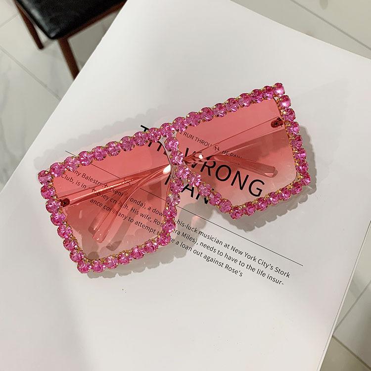 

Роскошные женские солнцезащитные очки Diamond, женские дизайнерские солнцезащитные очки для вечеринок, трендовые винтажные очки с оправой из страз и кристаллов as shown розовый