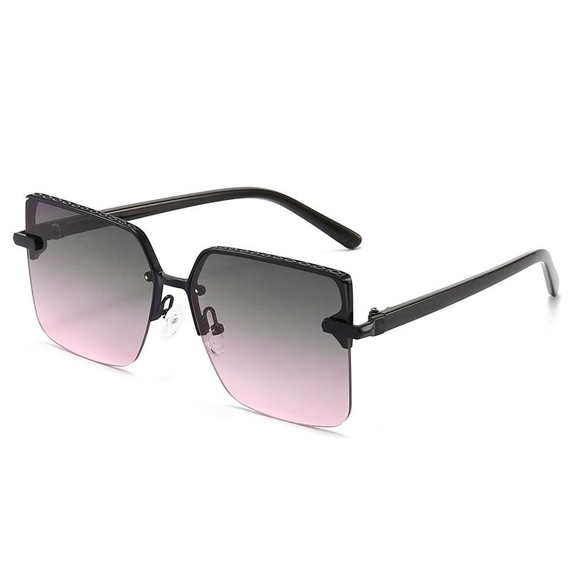 Trendy Metal Half Frame Cool Square Sunglasses Ins Square Glasses Fashion Sunglasses Sunshade Glasses 1201
