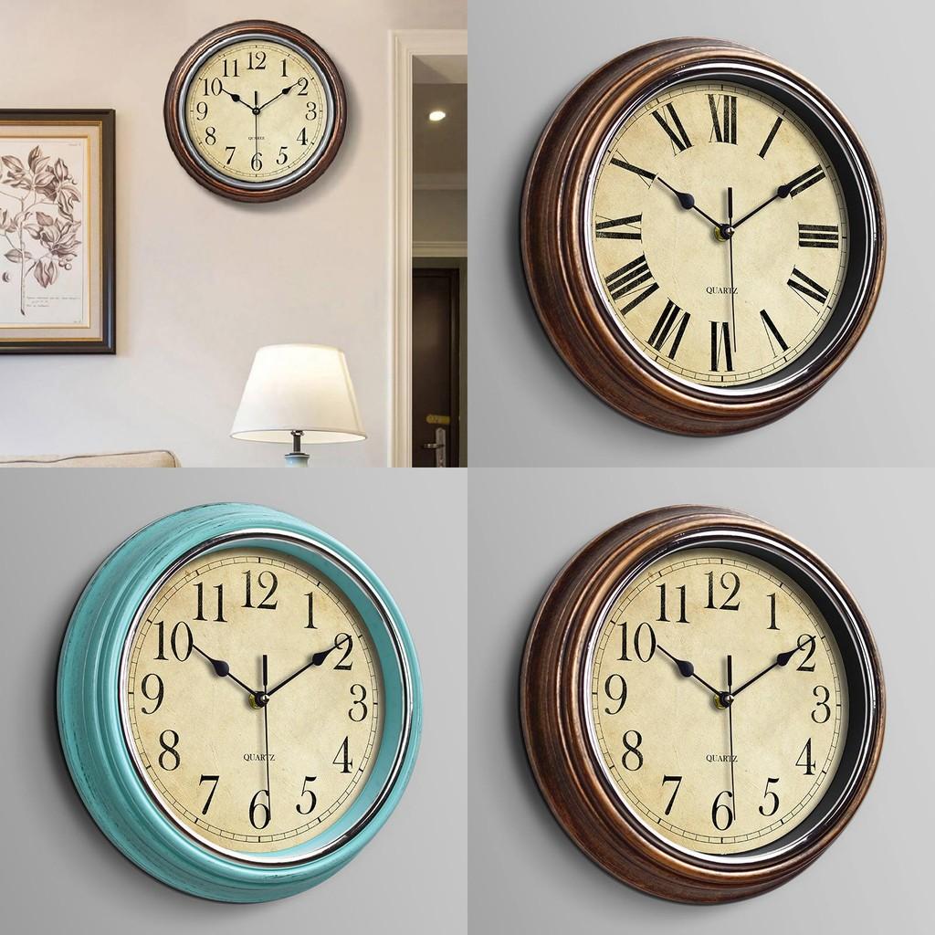 Wall Clock Retro Round Shape Home Living Room Study Room Decoration Supplies