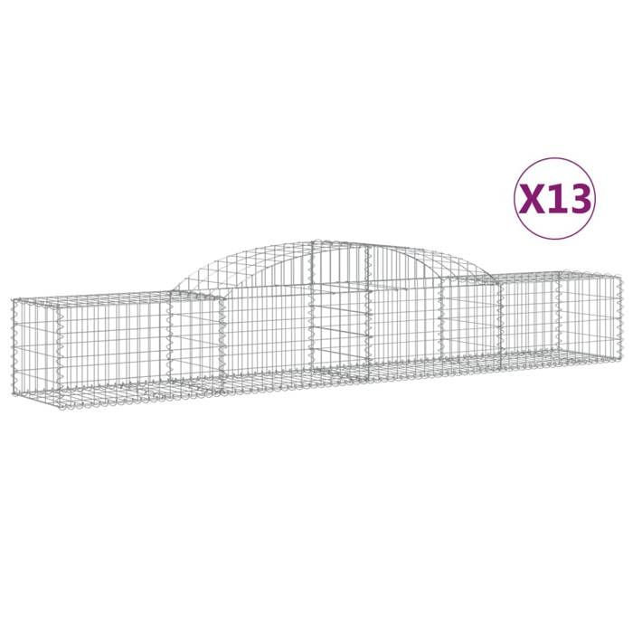 VidaXL Paniers à gabions arqués 13 pcs 300x50x40/60 cm fer galvanisé, gabion, cage de gabion, panier de mur de gabion, mur 3146658