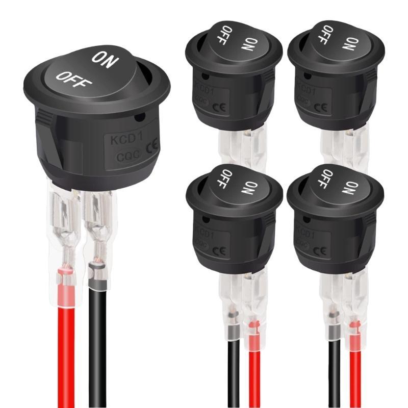  Set Of 5 Two Way Round Rocker Switches Featuring 15CM Connection Wire  Electronic Device Switches for Easy Installation