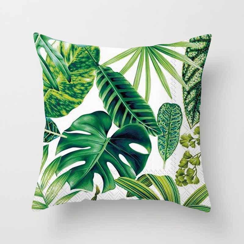 Fashion Tropical Plant Polyester Pillow Case Office Fabric Sofa Cushion Cover Home Polyester Pillow Case