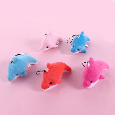 5Pcs Colorful Phone Key Chain Cartoon Dolphin Doll Plush Toy Birthday Party Gift Wedding