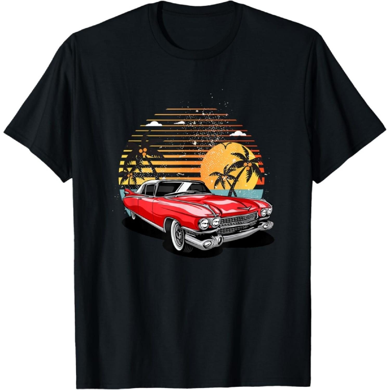Vintage Custom Car on the Beach T-Shirt S