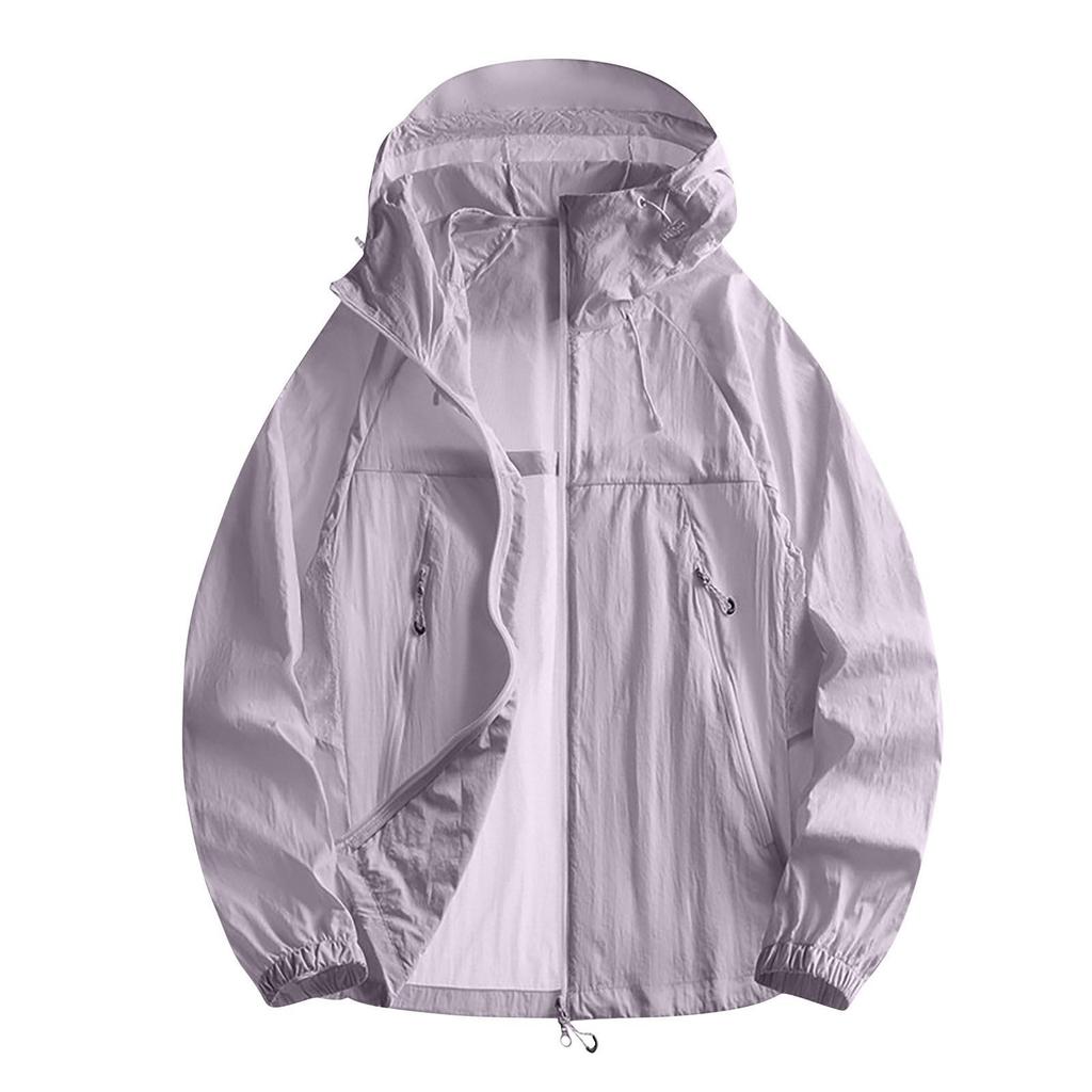 Lightweight Hooded Jacket For Couples Fashion Sunscreen Full Zipper Breathable Comfy Hoodies Coat Outdoor Sport Outwear