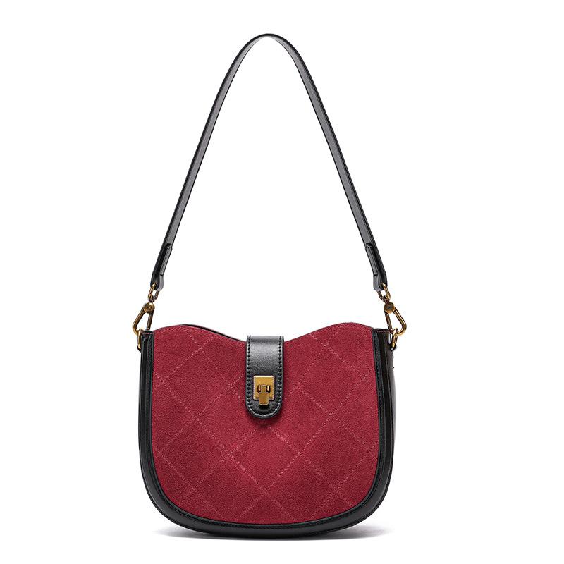 Genuine leather Saddle Bag for Women, High-end Feel; Cowhide Underarm Bag, Stylish Single-shoulder Crossbody Bag