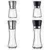 Stainless Steel Salt Pepper Grinder with Lid Ceramic Blades Glass Body Spice Salt Shaker Adjustable Coarseness Pepper Salt Mill