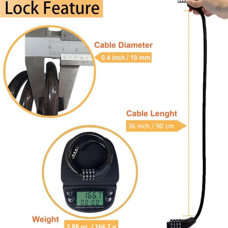 4-digit Password Lock, 35 Inch Long Coil Security Reset Strong Cable Lock, Suitable for Anti-theft of Various bicycles,Scooter