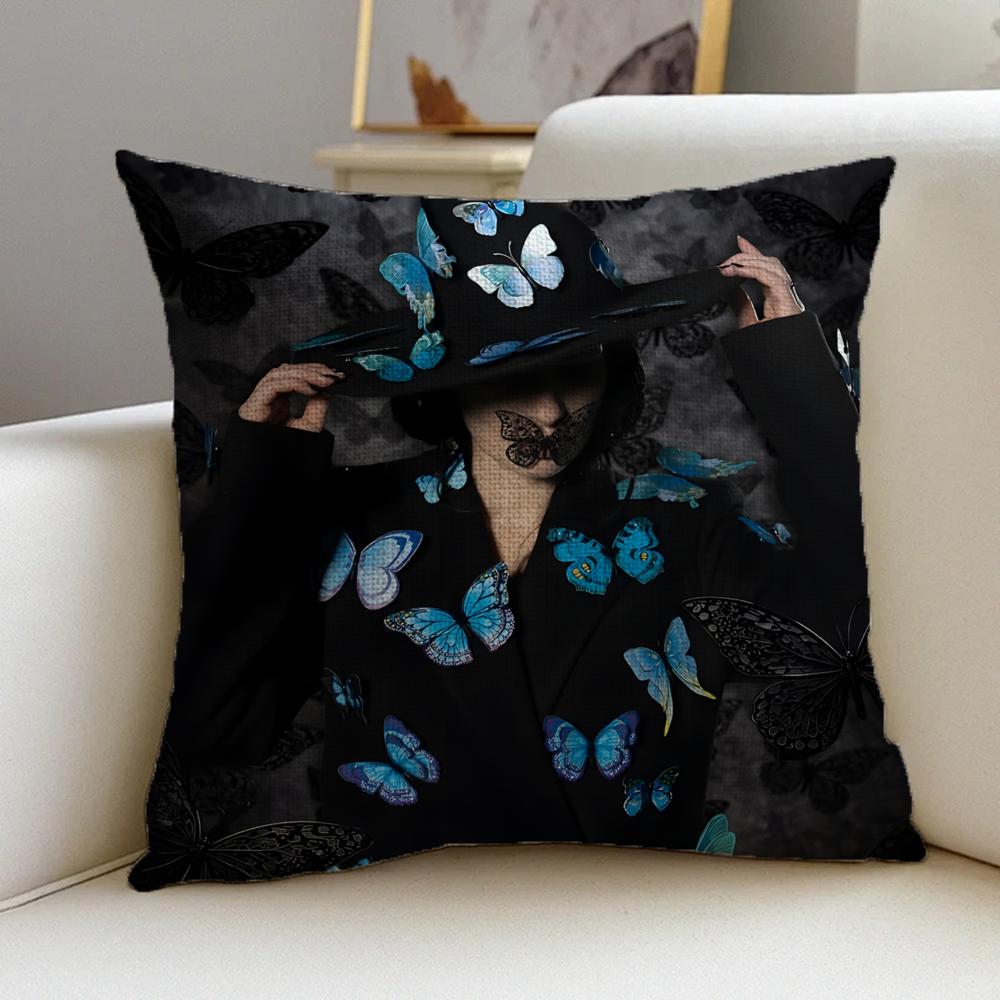 L-Laura Pausini Cushion Cover Cushion Cover Pillowcase, Anti-Mite Invisible Zipper, Linen Sofa Cushion