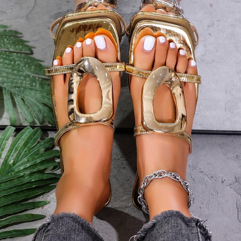 

Мода 2025 НОВЫЕ Женские Модные Шлепанцы На Липучках Противоскользящие Летние Пляжные Шлепанцы Плоские Сандалии Повседневная Дизайнерская Обувь Слайды Женские 42 золотой