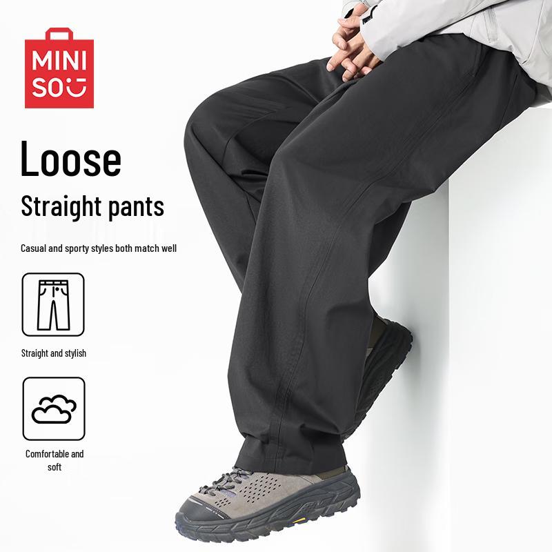MINISO Men's Cleanfit Trendy Loose Fit Curved Leg Pants