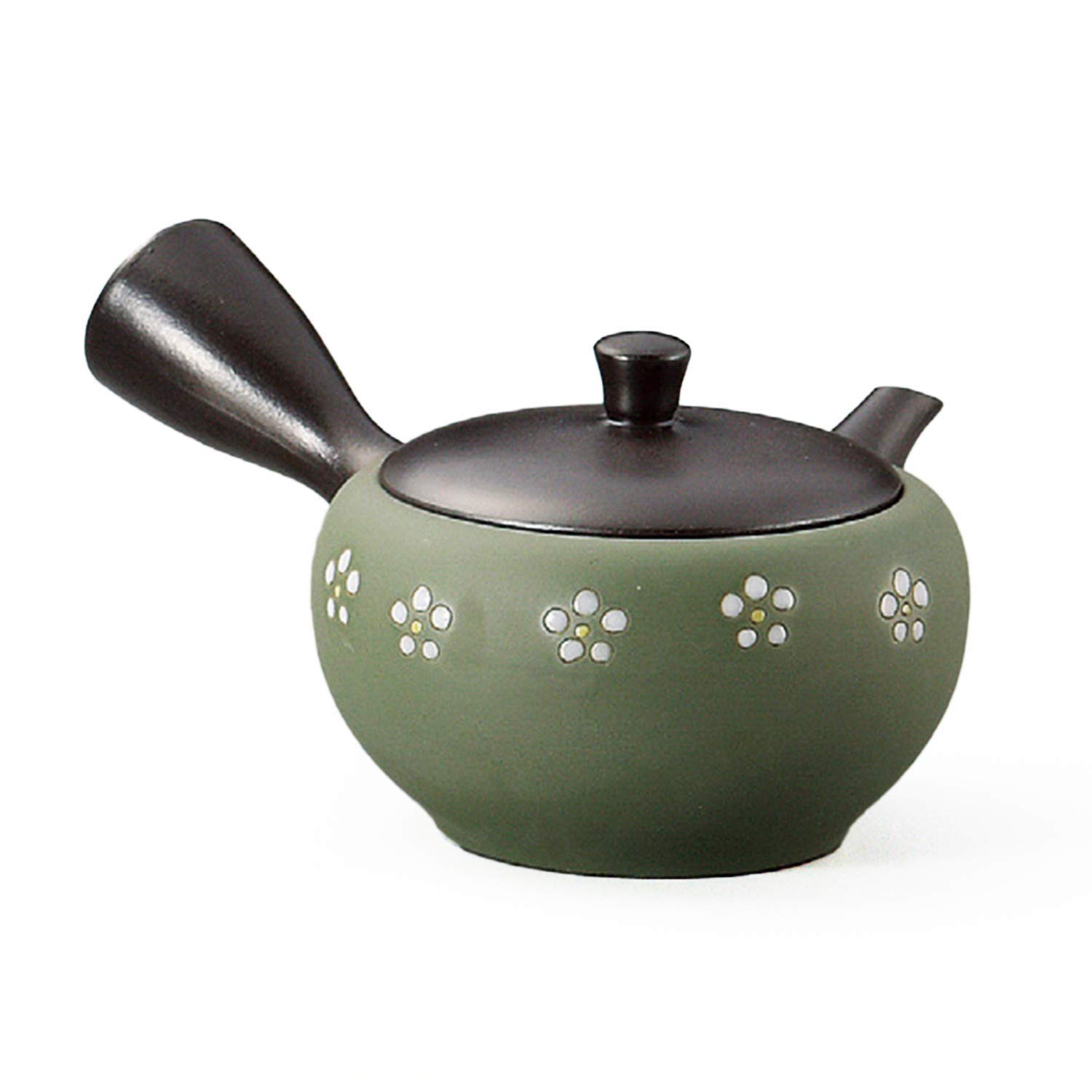 

Tokoname Ware Yamabo Black Tamadai Teapot Green Plum Y516 чёрный