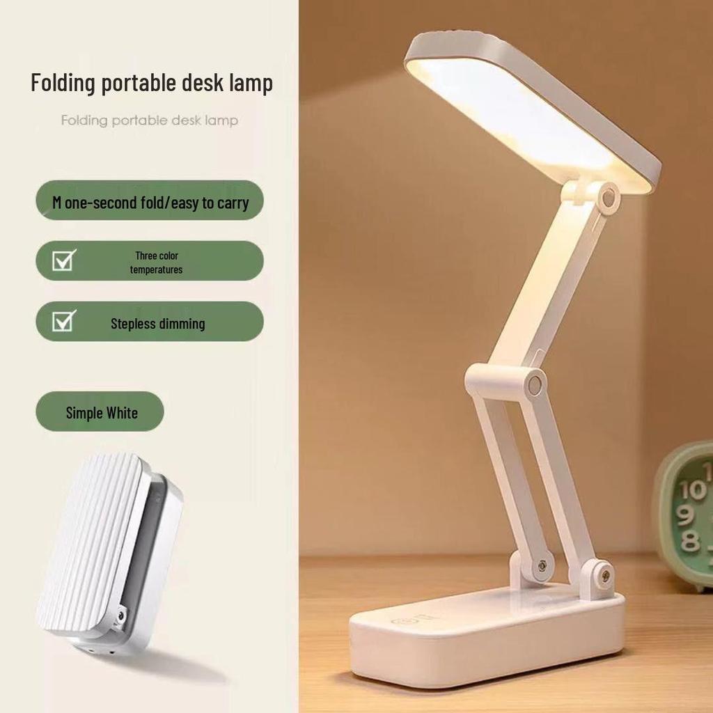 Rechargeable Foldable Table Lamp for Student Dorms - Portable, Adjustable, Ideal for Studying and Reading